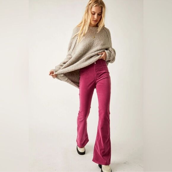 Free People Pink Flare Pants - Picture 2 of 11